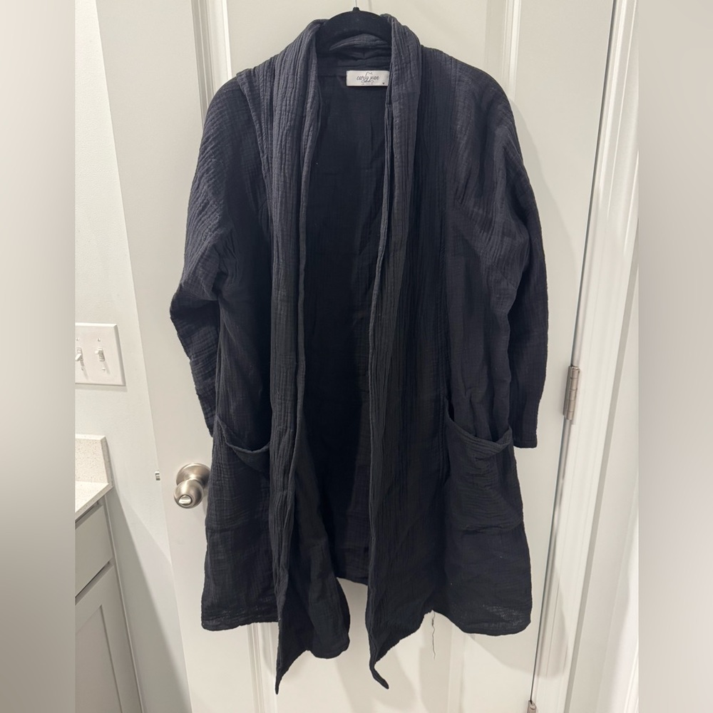 Carly Jean Los Angeles Black Linen Cardigan